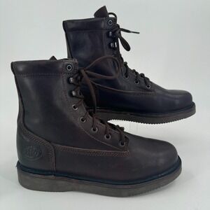 BOM Brown Leather Boots MENS Lace Up Round Toe SIZE 9.5